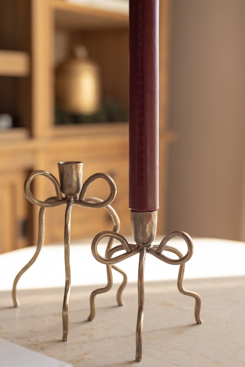 Set 2 portacandele a fiocco con candela avvento in regalo