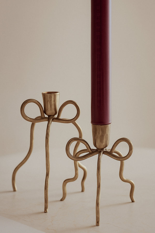 Set 2 portacandele a fiocco con candela avvento in regalo